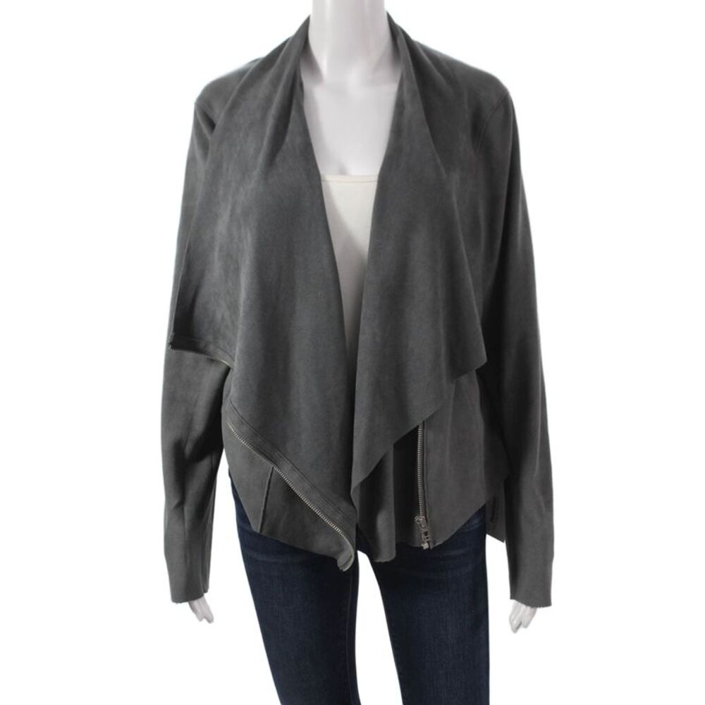 Blank NYC Women Dark Gray Zip Long Sleeve Jacket Polyester Spandex Size XL